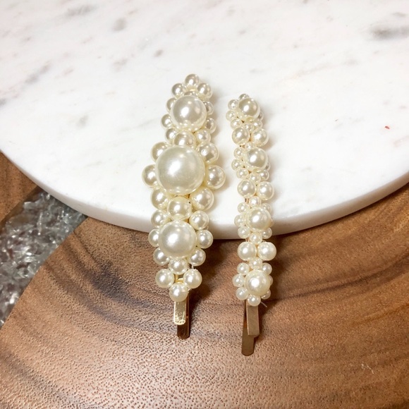 Pearl Gold Hair Pins 2 Pieces - Picture 2 of 4